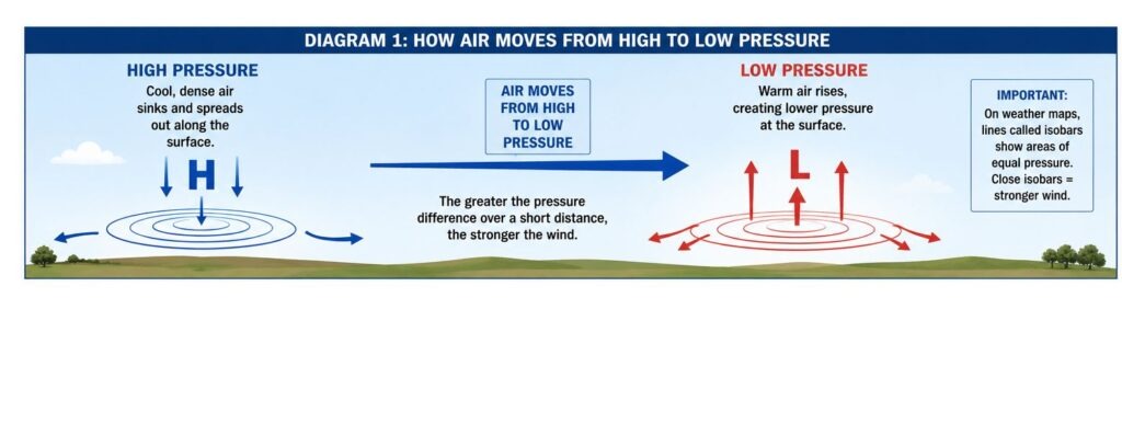 How air moves from high to low pressure